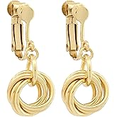 Dainty 14K Yellow Gold-Filled Love Knot Dangle Earrings for Women | Elegant Leverback Circle Drop Earrings | Minimalist Jewelry Gift for Her