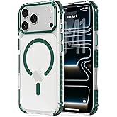 LLZ.COQUE Magnetic for iPhone 17 Pro Case, Compatible with Magsafe, Bumper Protective Cover, Slim Shockproof Anti-Scratch Transparent Men Women Phone Case for iPhone 17 Pro 6.3", Clear Green