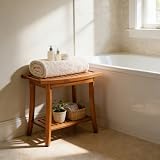 Utoplike Teak Shower Bench with Handles, 2-Tier Waterproof Stool view 8
