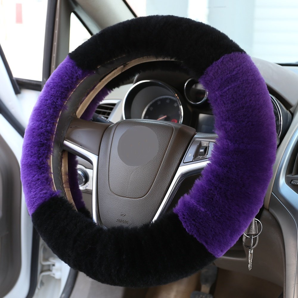 珍しい Dotesy 冬用 もこもこ ハンドルカバー ソフトなオーストラリア産純ウール ステアリングプロテクター 14 96x14 96インチ 3点セット 14 96 Sm Cswc01 B06xjbq3ts Black Purple Black Purple 日本産 Kfzsimon At