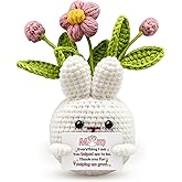 Zetckzilv Cute Birthday Gifts for Mother Mom Gift from Daughter Son Handmade Crochet Rabbit I Love You Gift for Mother’s Day Anniversary Emotional Inspirational Support Crochet Desk Decor