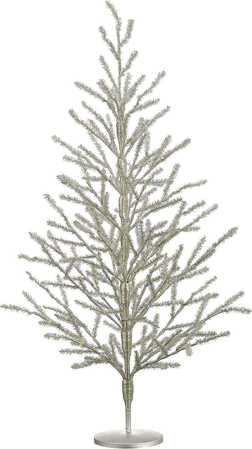 36 Tinsel Christmas Tree Antique Silver - 3 Foot Tinsel Pine Tree by Silk Decor