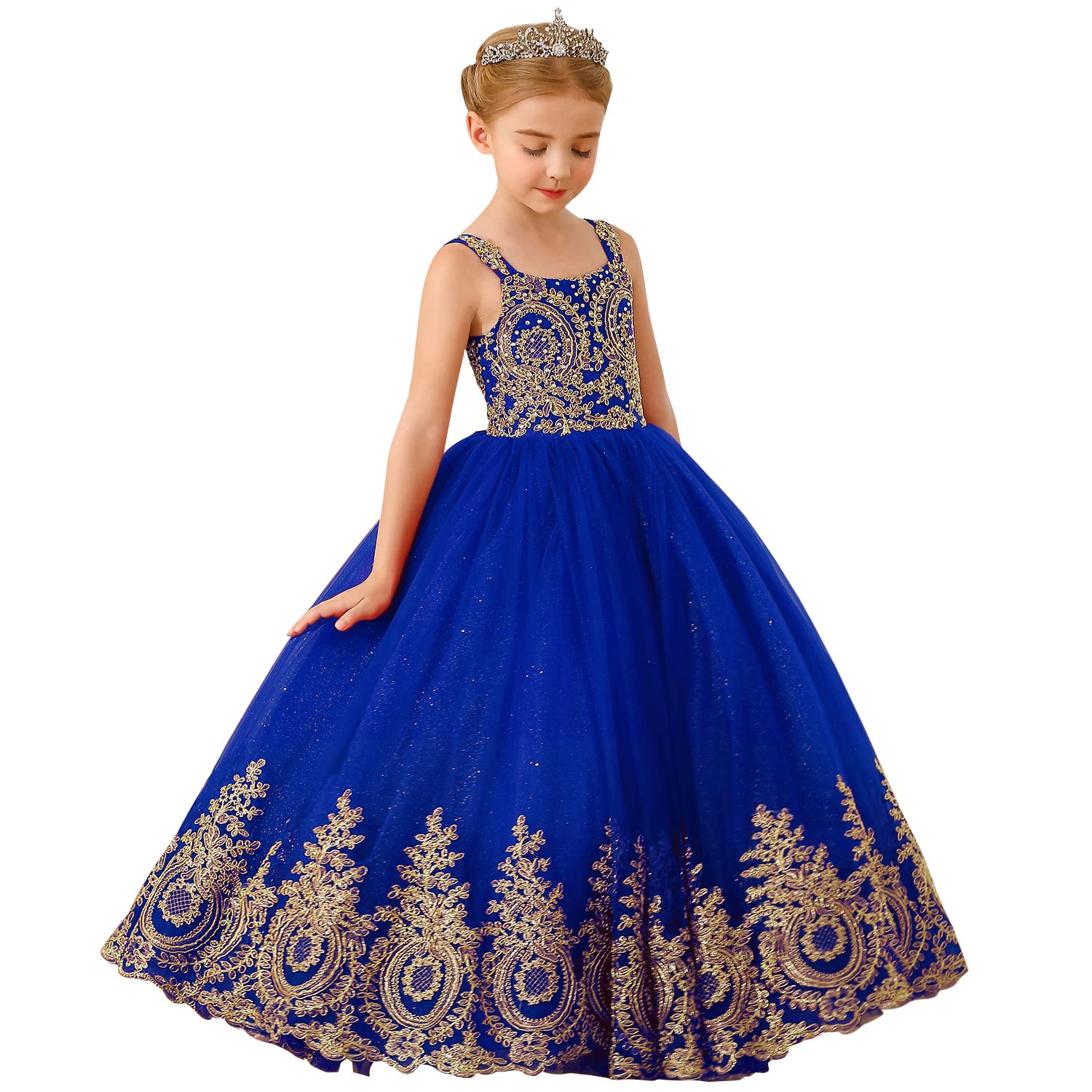 Photo 1 of ABAO SISTER Flower Girl Princess Pageant Dress Kids Party Prom Ball Gowns Formal Dresses (Size 2,Royal Blue)