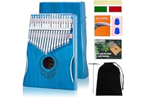 LAQULA Kalimba Thumb Piano 17 Keys - Portable Mbira Sanza Finger Piano Professional Musical Instrument w/Flannelette Bag, Study Instruction, Tuning Hammer Gifts for Kids Adults Beginners