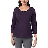 Nautica Womens 3/4 Sleeve Sleep Shirt - Lightweight Breathable Pajama Top - Cotton Knit Jersey Crewneck Sleepwear Loungewear