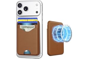 Nepagz Magnetic Wallet Brown Vegan Leather Upgraded for MagSafe Wallet, 5 Card-Holder, for iPhone, with Adjustable Stand, for