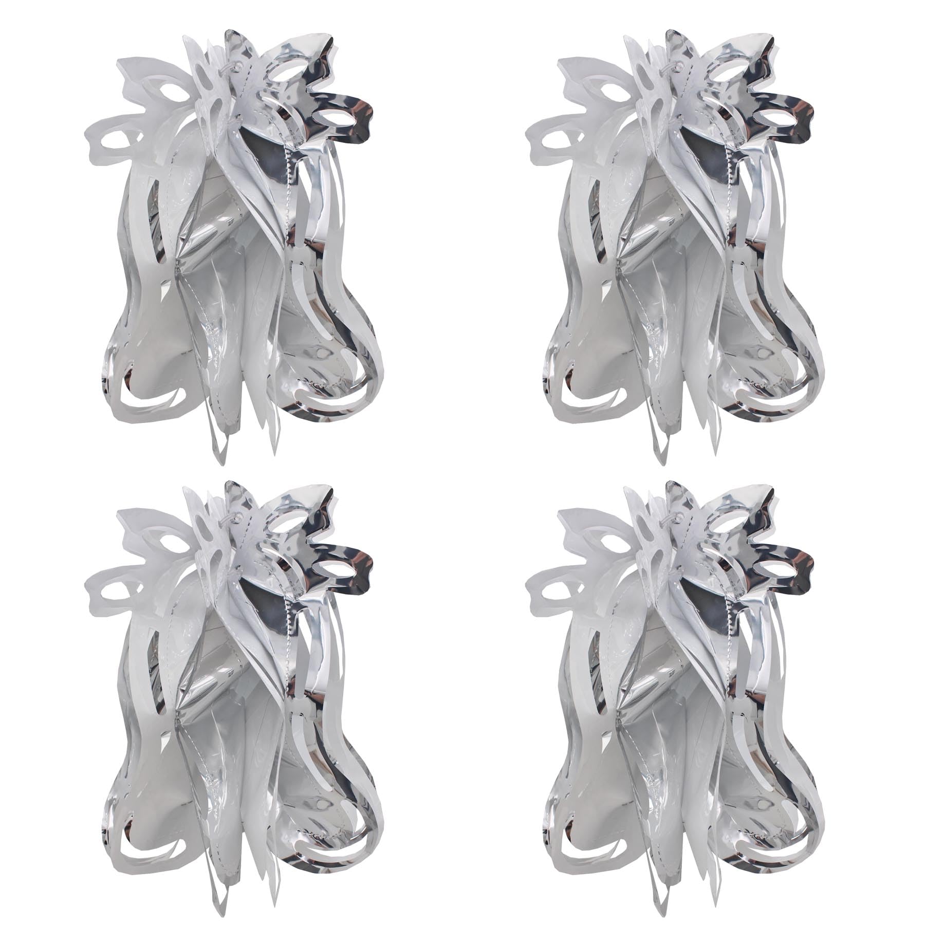 Foil Ceiling Decorations Silver/White Christmas 2 Tone - Set 4 30cm Bells Christmas Decorations
