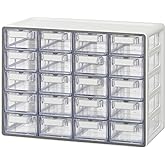 Blue Ginkgo Small 20-Drawer Cabinet – Stackable Clear Organizer for Hardware, Beads, Plastic Bricks, Office, and Craft Storag