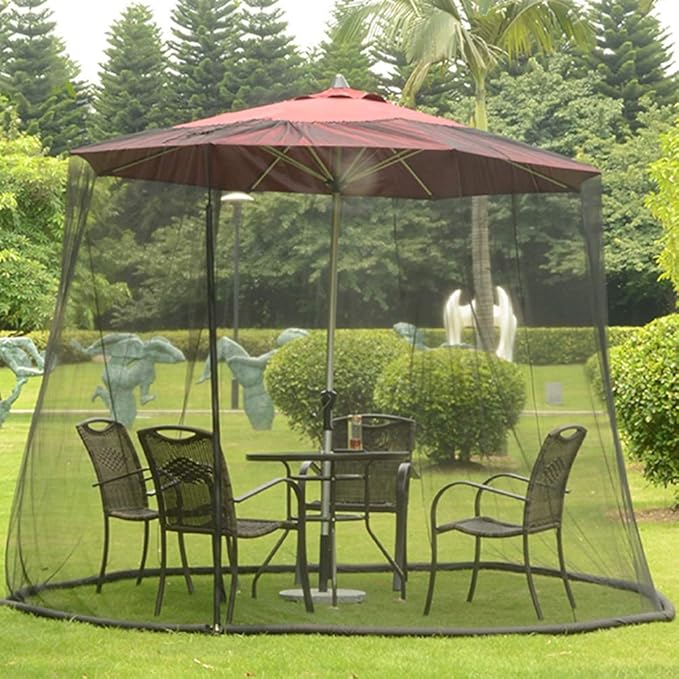 9/10FT Patio Umbrella Screen Umbrella with Mosquito Net Camping Tents