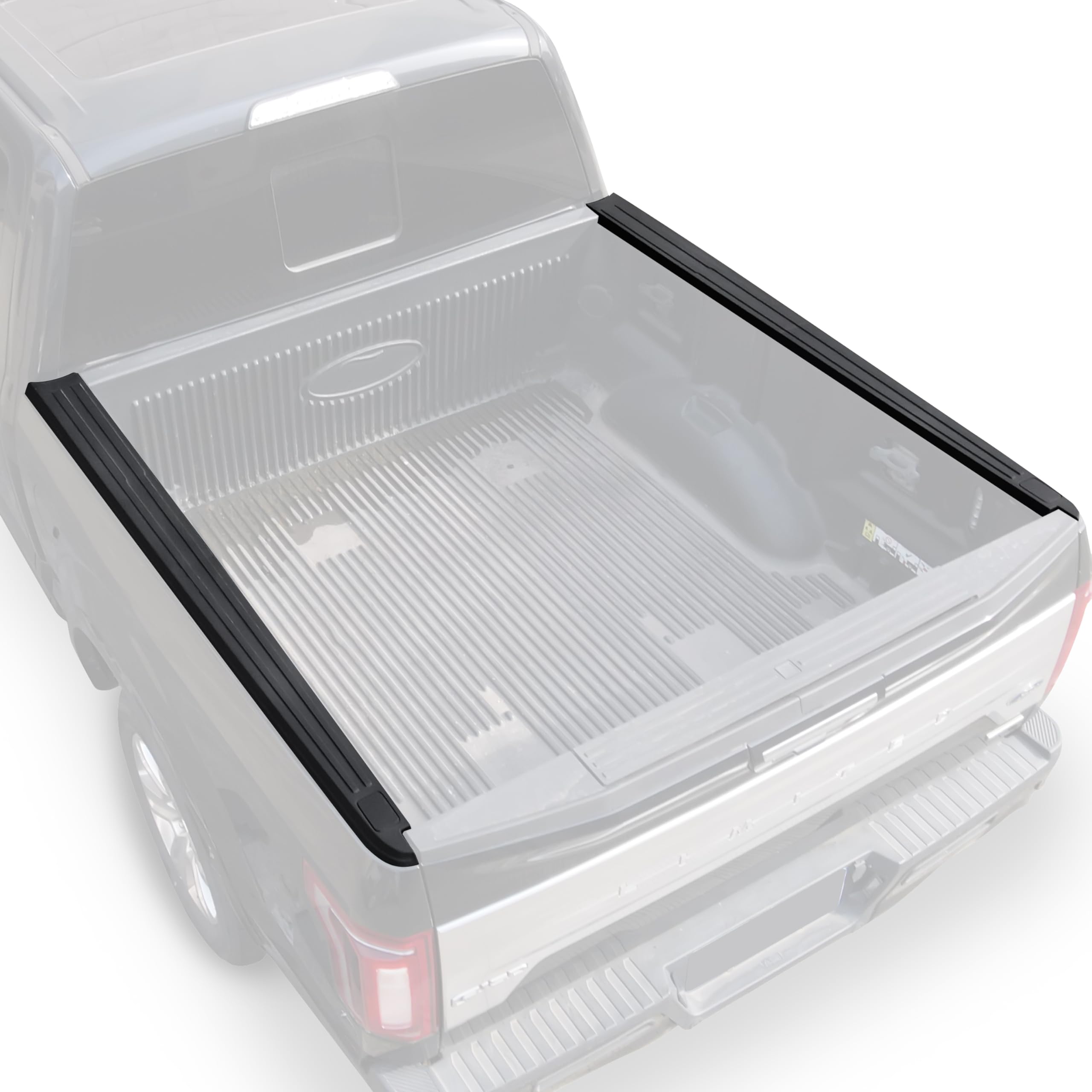 Photo 1 of POKIAUTO 5'5ft Truck Bed Rail Caps for Ford F150 2015-2020, Smooth Finish Back w/Stake Holes Bedrails Covers Protectors Molding Cap Kit for Ford F150 2015-2020 Accessories (Black, 2PCS)