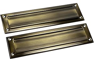 QCAA Solid Brass Mail Slot, with Solid Brass Interior Back Plate, 10" x 3", Antique Brass, 1 Pack, Made in Taiwan