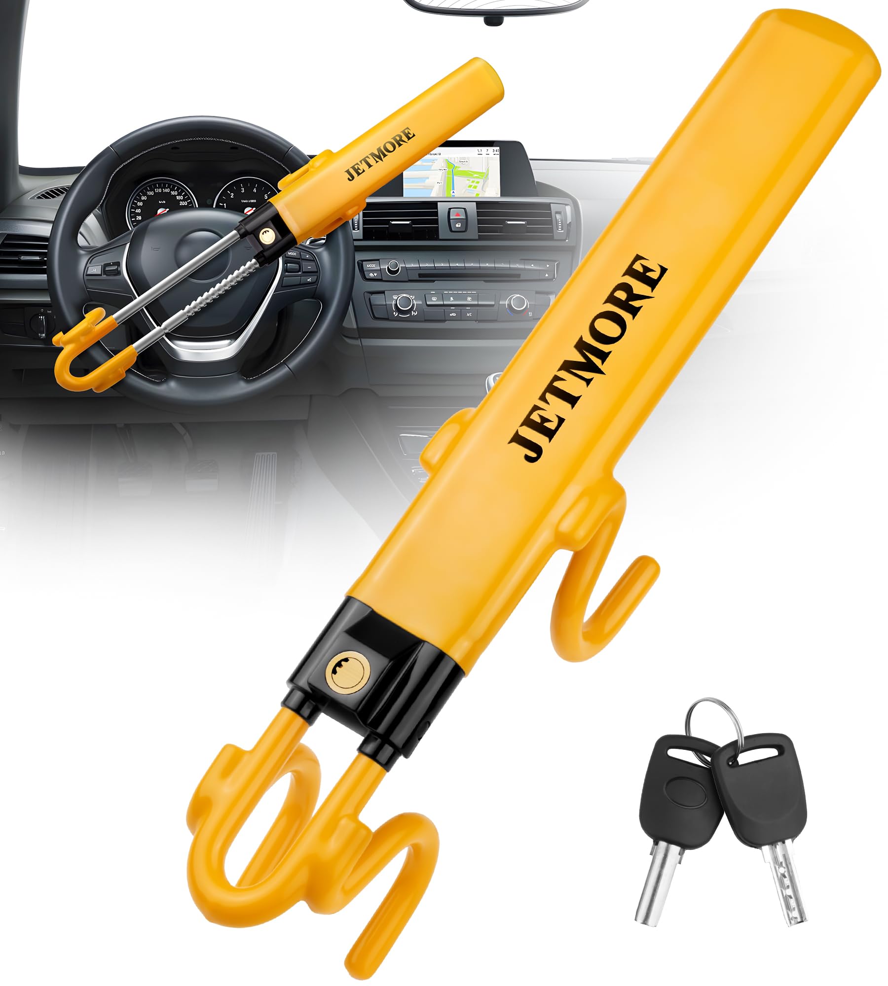 Photo 1 of JETMORE Steering Wheel Lock, Anti Theft Car Device with Adjustable Design, Car Lock in Compatibility, Car Wheel Lock with Reinforced Steel, Car Anti Theft Device with Tamper-Proof Bolts