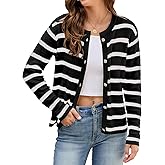 Aetosophis Women Wool Cardigan Sweaters Clothes Trendy Cropped Striped Jackets 2025 Casual Long Sleeve Tops