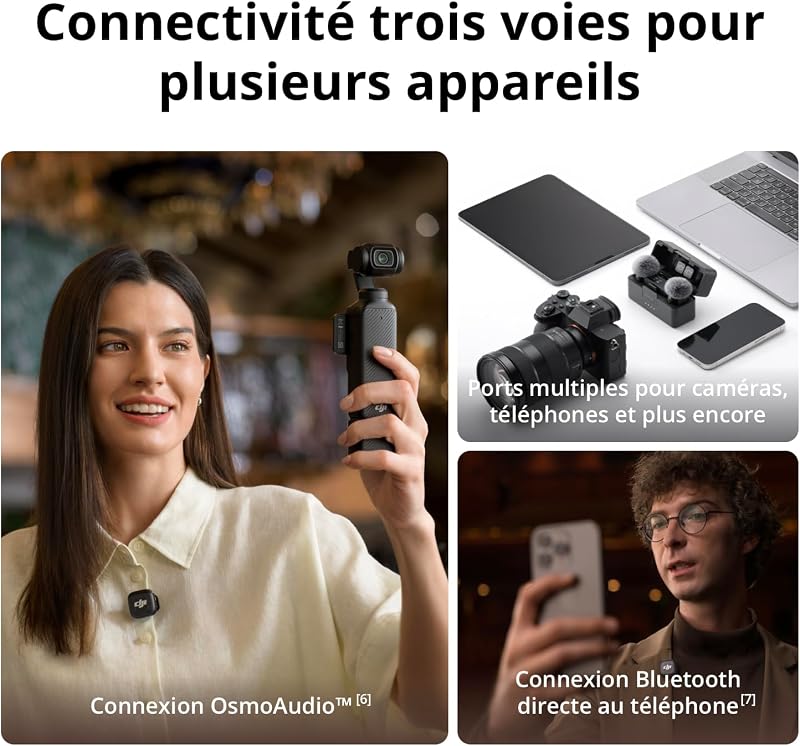 Émetteur DJI Mic 3, mini microphone sans fil pour iPhone/caméra/Android