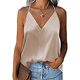 Zeagoo Womens Silk Satin Tank Tops V Neck Sleeveless Camisole Cami Spaghetti Straps Blouse Summer Loose Racerback Shirt