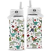Dinosaur Gifts, Dinosaur Water Bottle 16 oz, Dinosaurs Insulated Water Bottle With Straw, Christmas Gifts For Women Girls Mother Best Friends, Dinosaurs Insulated Cup