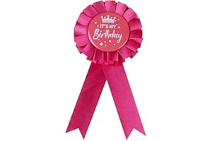SHLAQIWA Its My Birthday Ribbon Pin Satin Fabric Happy Birthday Badge Pin Birthday Party Button Pins for Grils Boys, Birthday Girl Pin for Party Decoration Black, Silver, Pink, Purple, Pack of 1