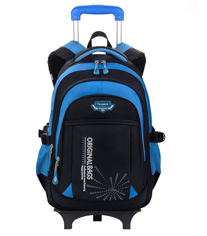 Fanspack Kids Rolling Backpack Boys Backpack Luggage Wheeled Backpack