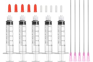 OTWOOI 5ml Glue Applicator Syringes with 18G 4 Inch Blunt Tip Injector Long Needles and Cap for Dispenser Liquids, Ink, Oil, Epoxy, Wood Glue