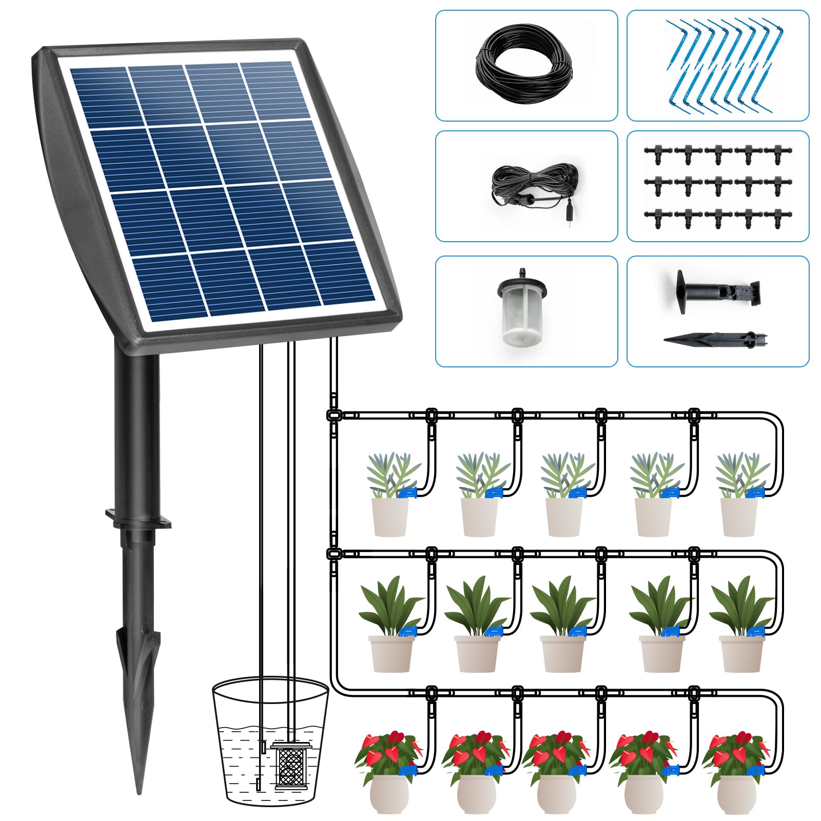 Mua Irrigation System, Solar Automatic Drip Irrigation Kit for Potted ...