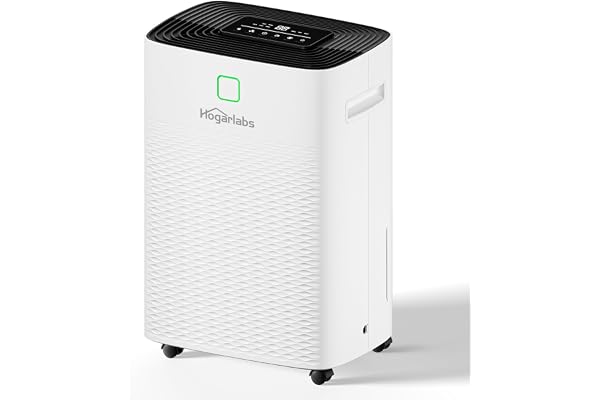 HOGARLABS 80 Pints Dehumidifier for Basement Home, Smart Silent Dehumidifier with Drain Hose, 1.32 Gal Water Tank, Intelligen