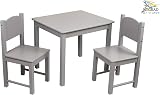 HYGRAD Kids Wooden Table & 2 Chair Set for Preschoolers - Grey view 4