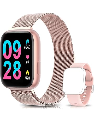 BANLVS Smartwatch Reloj Inteligente IP67 con Correa Reemplazable Pulsómetro, Monitor de Sueño, Presión Arterial, 1.4 Inch Pantalla Táctil Completa Reloj Inteligente para Mujer Hombre (Rosa)