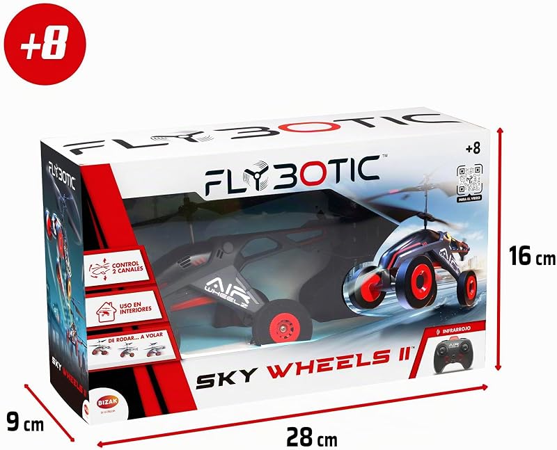 Flybotic Sky Wheels II vehículo Volador radiocontrol 2 en 1, Rueda por Tierra y despega para Volar, helicóptero con Ruedas, Producto Oficial, para niños Desde 8 años (62004569)
