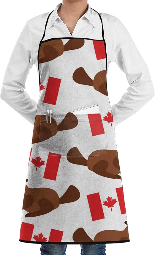 Beaver with Canadian Flag Unisex Durable Chef Apron Tool