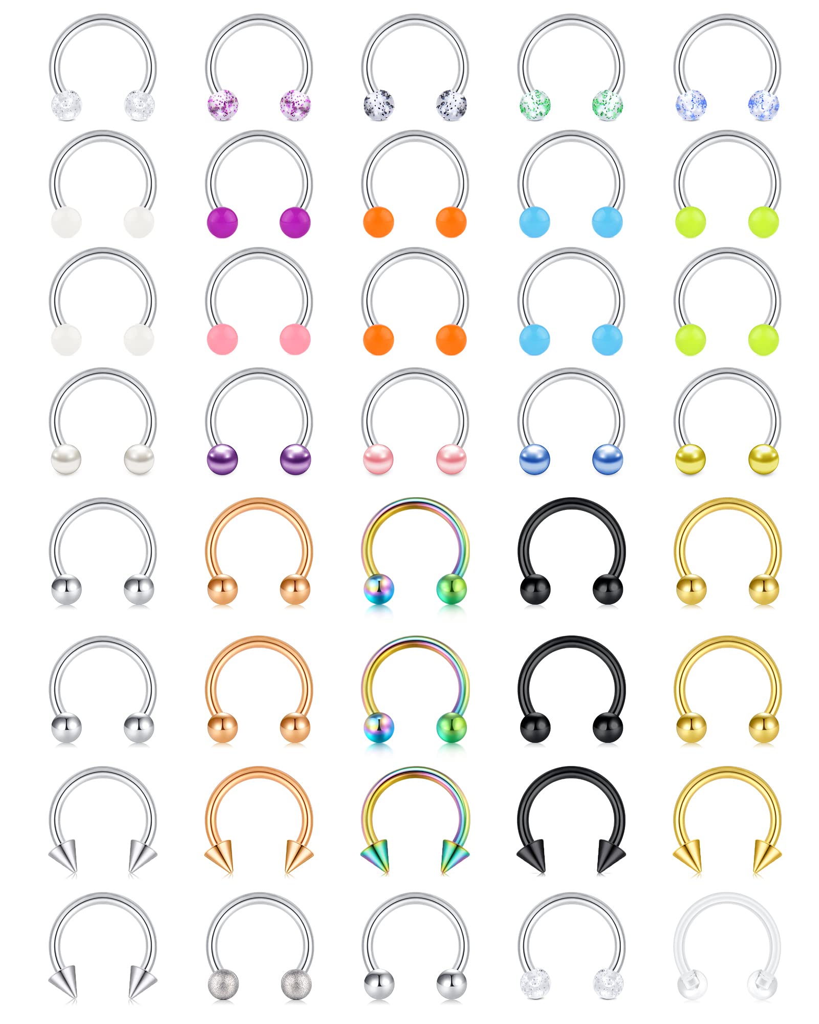 D.Bella 40pcs Septum Rings 16G Septum Jewelry