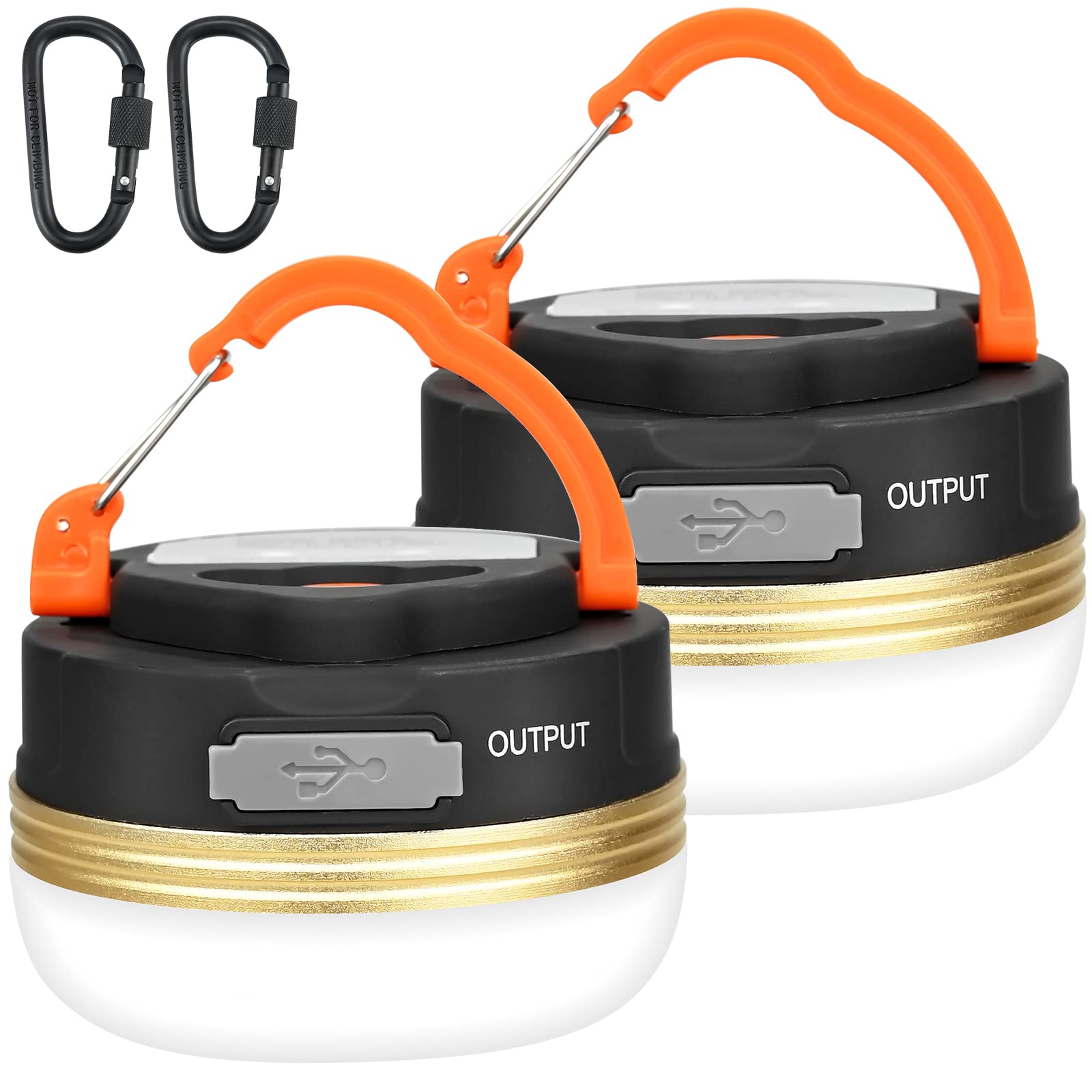 2 Pack Camping Lights, USB Rechargeable Camping Lantern LED Tent Light with Magnetic Base, 3 Modes with Hook Waterproof Portable Outdoor Camping Lamp for Camping Hiking Fishing Emergency Home