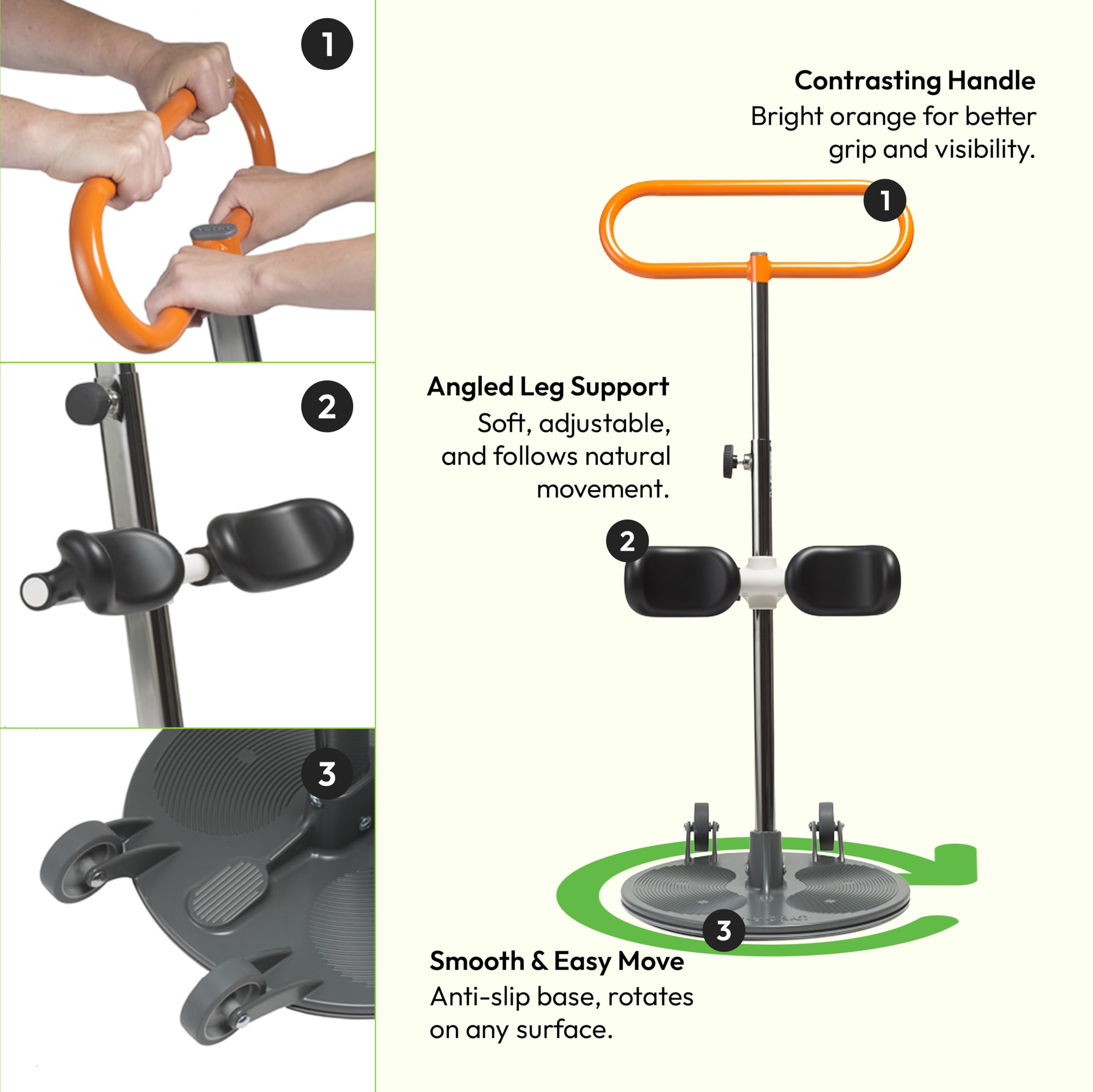 Etac Turner PRO Patient Transfer Aid - Sit to Stand Lift for Elderly with High Safe Working Load (440 lbs) - Patient Lift and Mobility Assist for Safer Transfers with Platform Disc & Anti-Slip Bottom