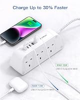 Addtam 3M Extension Cable 6 Outlets USB Ports 5 USB Power Strip 3M Braided view 3
