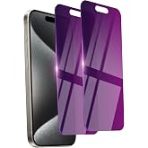 Ifaeveus 2 Pack Privacy Screen Protector for iPhone 15 Pro Max Glass | Purple Private Glass Anti-Spy Eye Protection Anti-Scratch Full Coverage No Bubble