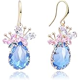 JA.S.JR Crystal Teardrop Earrings CZ Butterfly Earrings Gold Dangle Earrings Jewelry Gift for Women
