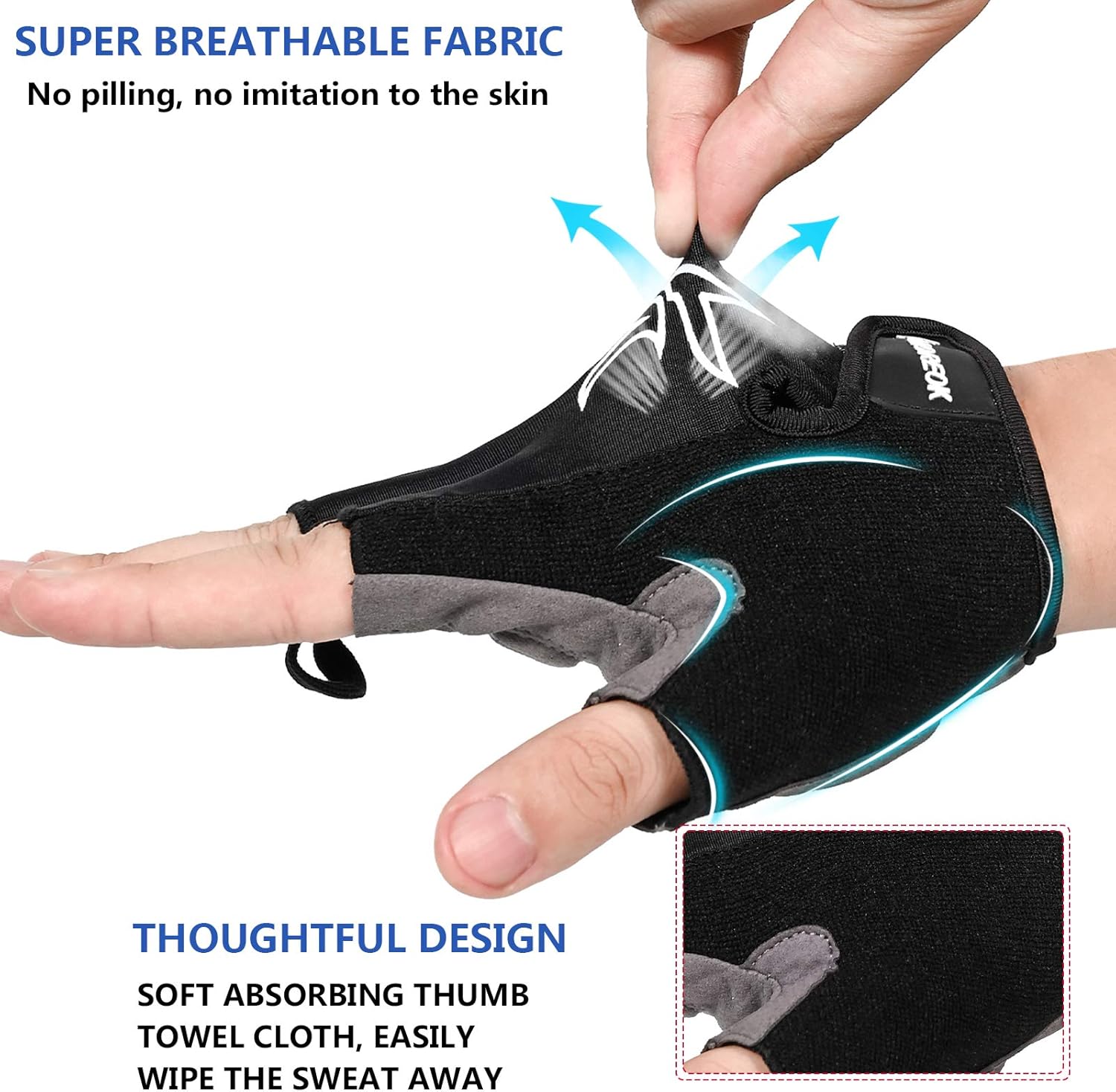 MOREOK Cycling Gloves Mountain Bike Gloves 5MM SBR Pad Shock-Absorbing Anti- Slip Breathable MTB DH Road Bicycle Gloves for Men Women : Clothing