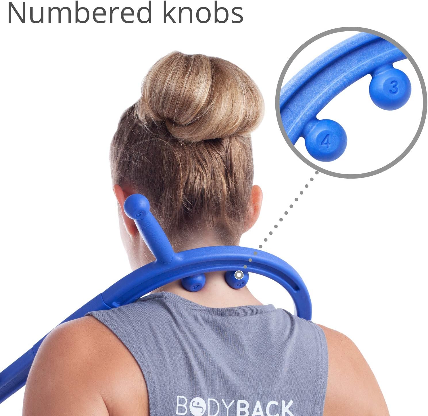 Body Back Buddy Cane Portable Self Massage Stick with Usage Poster - Back, Neck & Shoulder Trigger Point Therapy Travel Massager by Body Back Company (Blue): Health & Personal Care