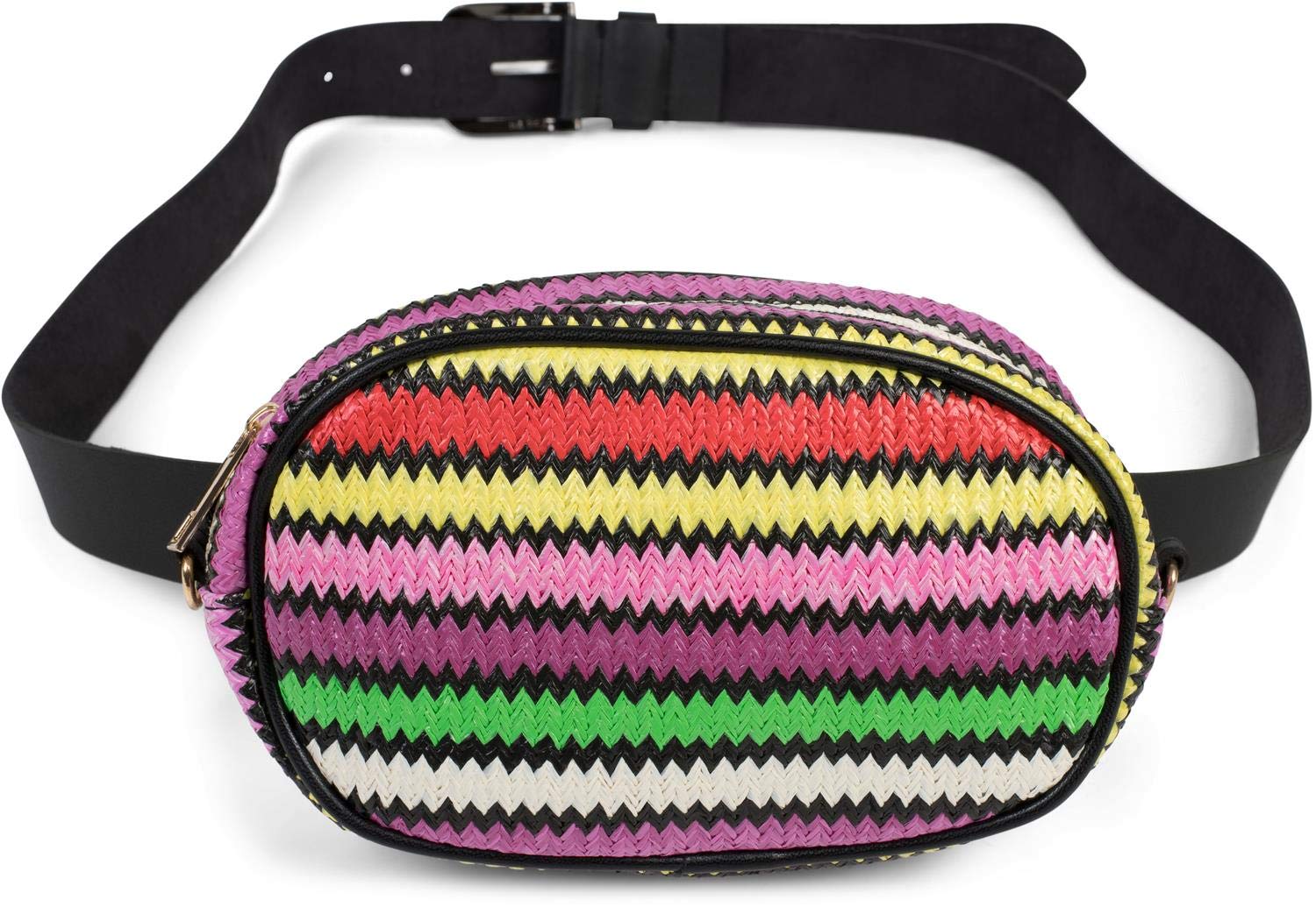 styleBREAKER Women bumbag with Colourful Zigzag Pattern, Zip, Belt Bag, Hip Bag, Women 02012299, Colour:Multicolour/Version 1