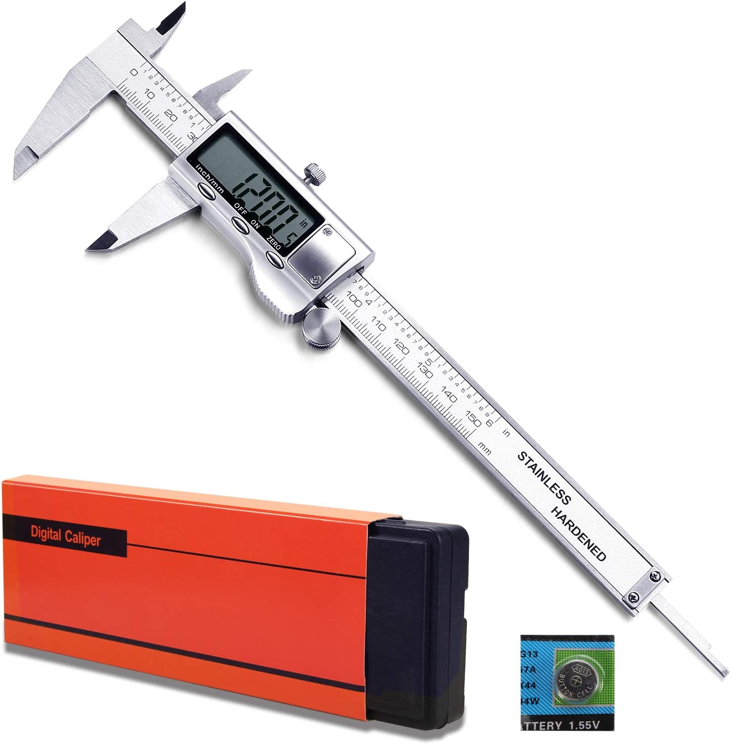 Electronic Digital Caliper Measuring Tool, Sibaok Hardened Stainless Steel with Auto-Off LCD Display Screen Vernier Caliper, Precision Measuring Metric or Imperial Format 6 Inch/150 mm Tools