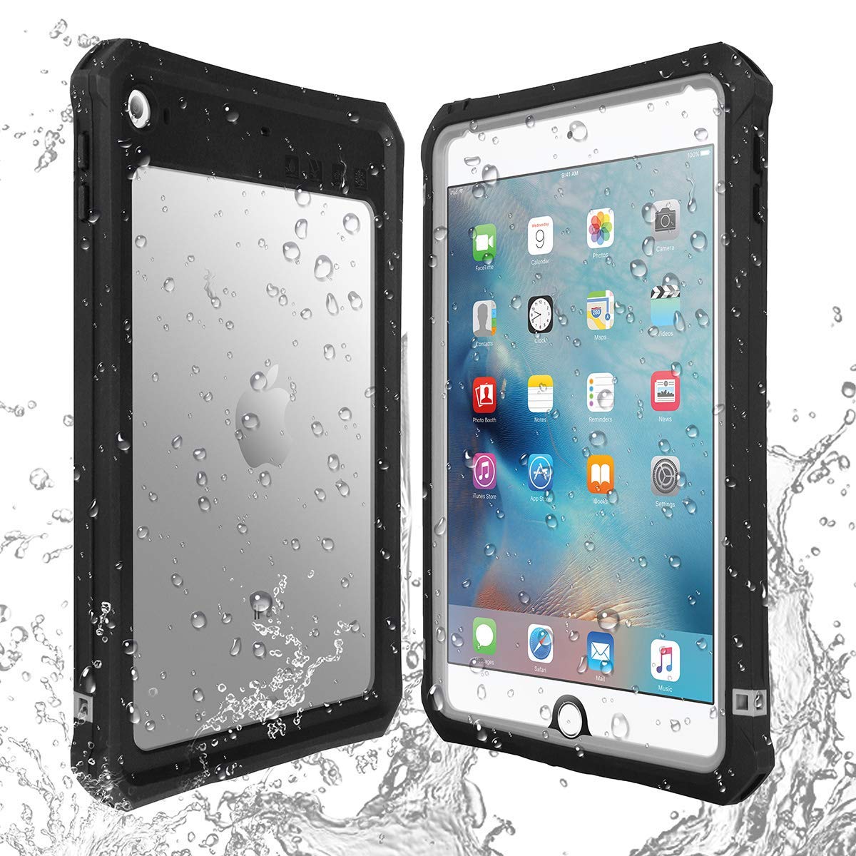 AICase iPad Mini 5/4 Case, IP68 Waterproof 360° Shockproof Protective Cover with Kickstand, Black