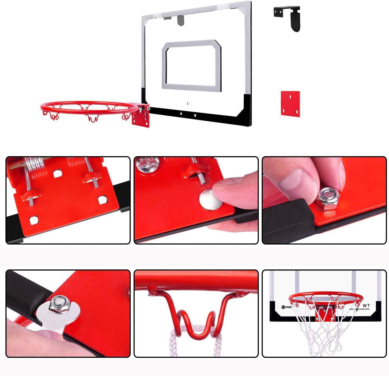 Fowecelt Mini Hoop, Over The Door Basketball Hoop Set for Door Wall Room with 3 Balls, Toy Basketball Hoop for Kids Teens Boys Girls(16" x 12") : Sports & Outdoors