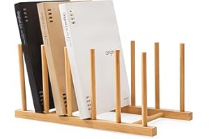 HBlife Desk File Organizer 5 Section Upright File Sorter, 1 Pack Bamboo File Holder for Home, Office & School