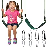 HeyZoo 2 Pack Heavy Duty Kids Swing Seat 330LBS, 79" Adjustable Rope, Green | Pre-Assembled, Swing Set Accessories Replacement, 330LBS, Pinch-Free Rope, Fits Trees &amp; Frames, 4 Carabiners &amp; 4 Extra Straps