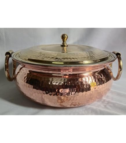 Lalit Kishori Brass Handi With Lid - 2.11 Qt Hammered Cooking Pot, Tin Lined For Safety, Indian Cookware - View #8