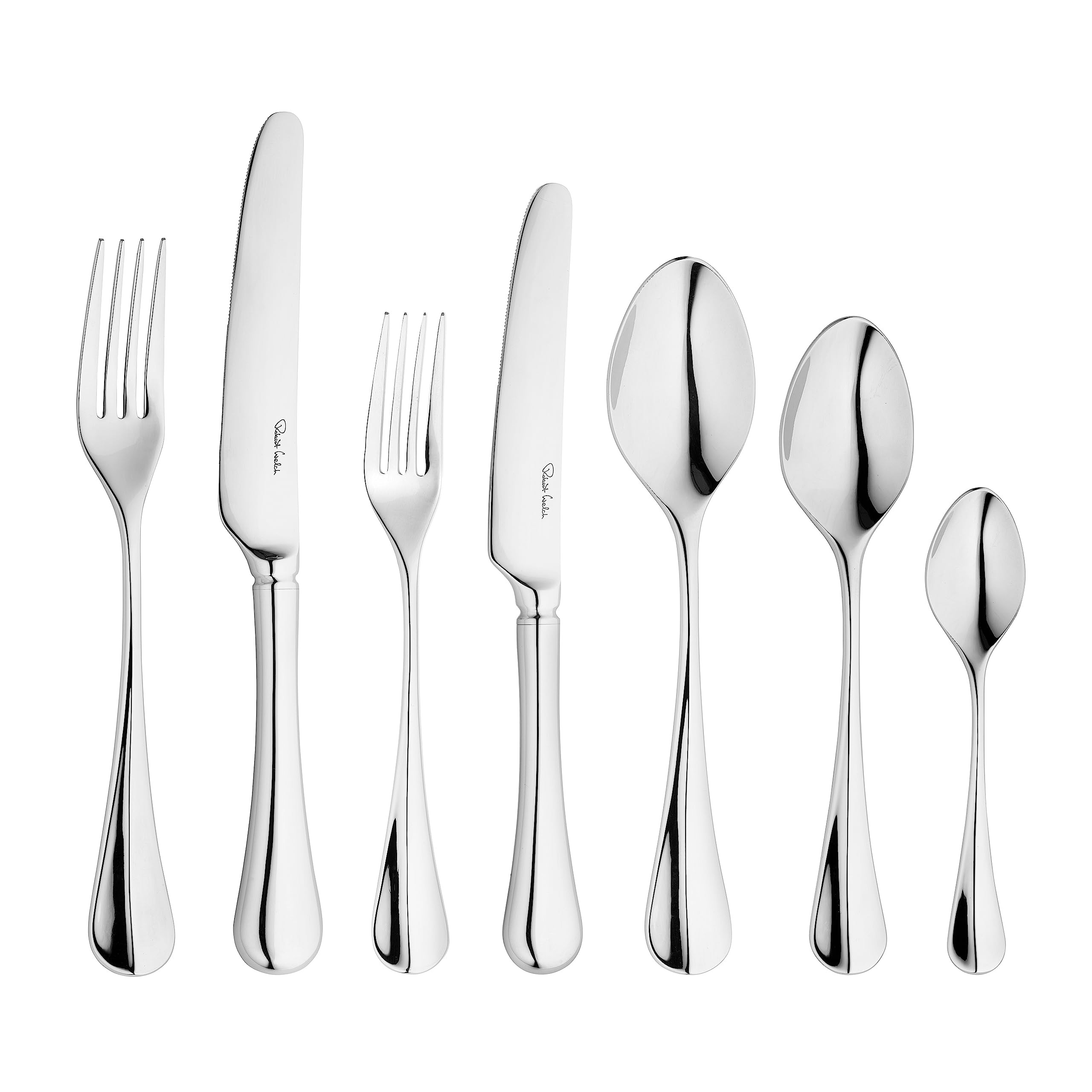 Robert Welch Baguette Bright, 7 Piece Cutlery Place Setting. Made from Stainless Steel. Dishwasher Safe.