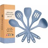 Starpack Stir and Serve Silicone Cooking Utensils Set (5-Piece, 11") - LFGB Non Toxic, 600&deg;F Heat Resistant, BPA-Free - One-Piece Seamless, Dishwasher Safe - for Nonstick Cookware, Light Blue