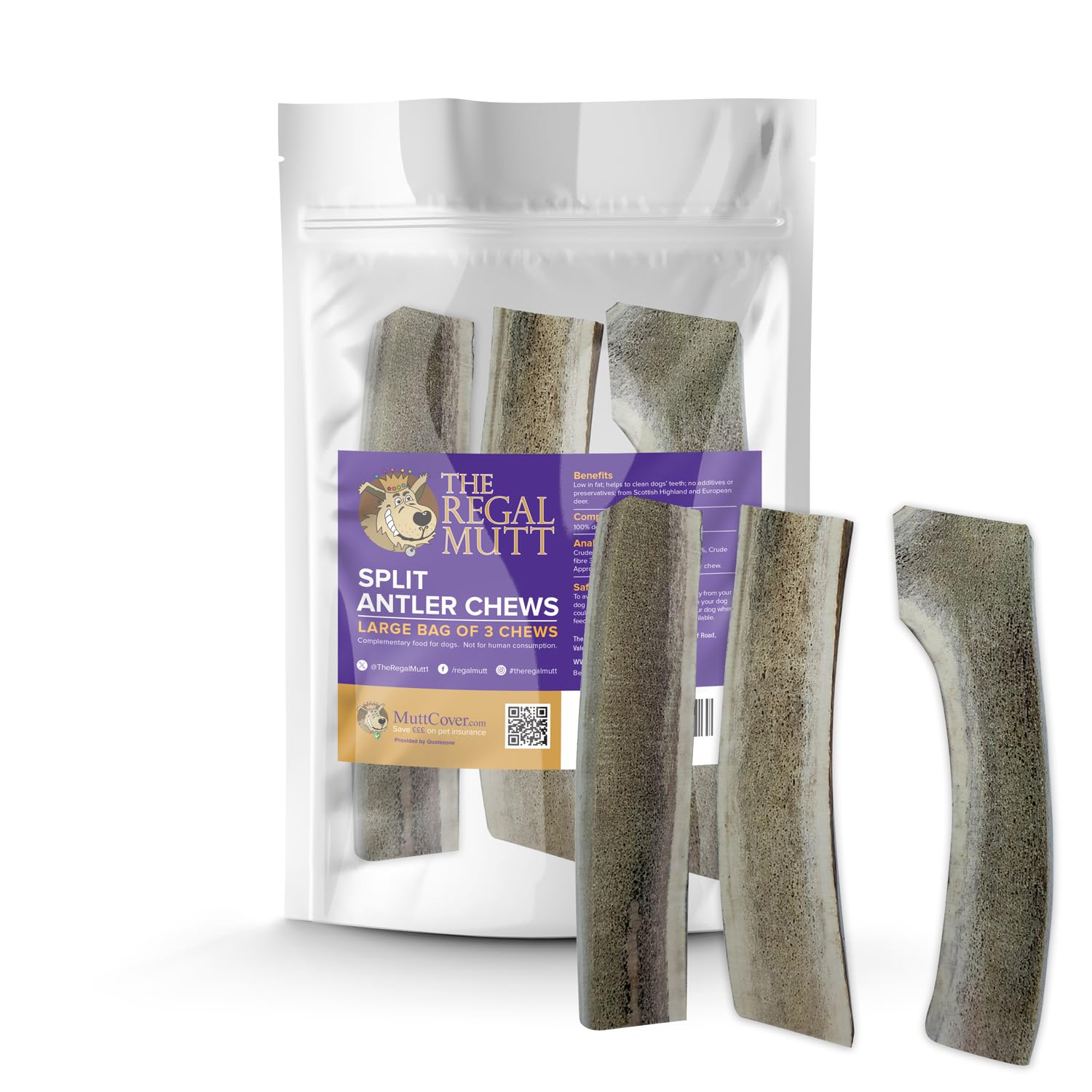 The Regal Mutt - Split Antler - Large - Bag of 3