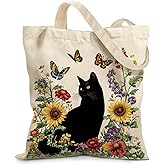 Ialtsidws Aesthetic Canvas Tote Bag for Women - with Magnetic Snap Closure & Zipper Inner Pocket Reusable Bag for Shopping