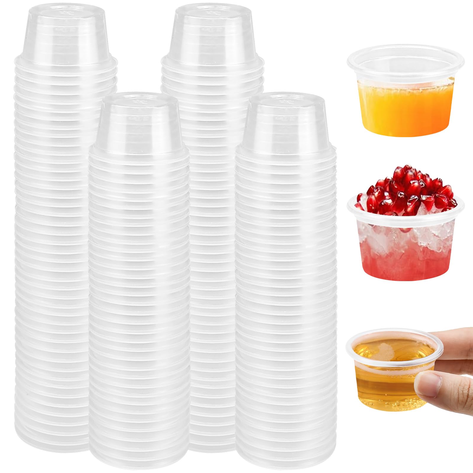 KITERI 200 Pcs Plastic Shot Glasses, 1oz/30ml Clear Shot Cups Jello Shots Reusable Drinking Tasting Cups Small Party Cup Reusable Mini Shot Glasses for Festival Drinking Jelly Cup