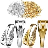 Ajcotahm 400 PCS Pinch Bail for Jewelry Making, Pendant Clasps Connectors Pinch Clip for Necklace Dangle Charm DIY Craft Gold Silver 3x7x2.7mm
